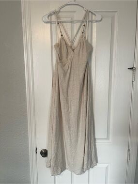 Cream Spaghetti-Strap Maxi Dress